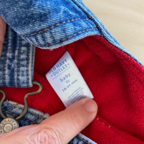 Old Navy Outlet Fleeced lined Jean Overalls 18-24 months (FK) - Picture 9 of 12